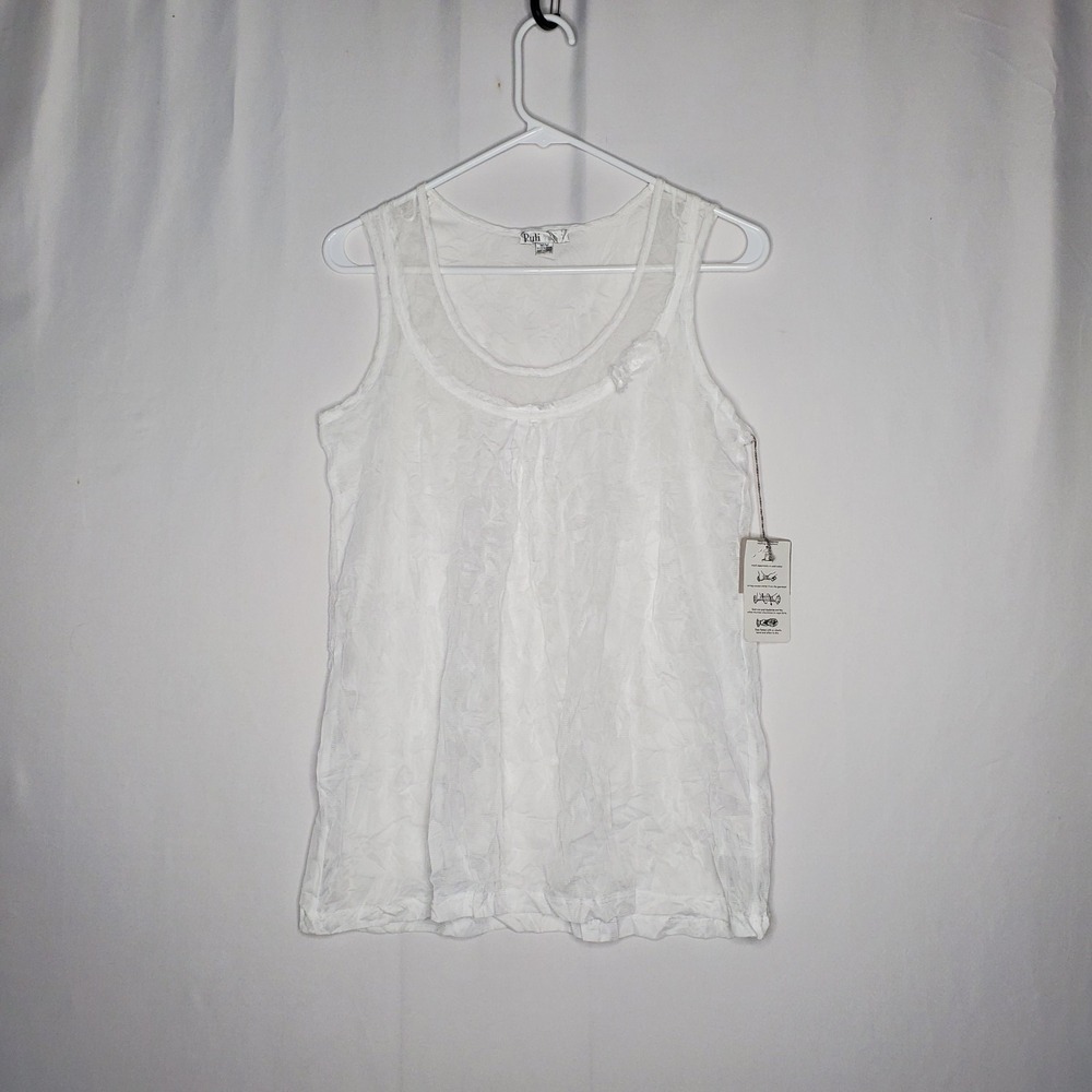 Puli Sheer Mesh Tank Top Women Medium White Angelcore Fairycore Boho Beachy